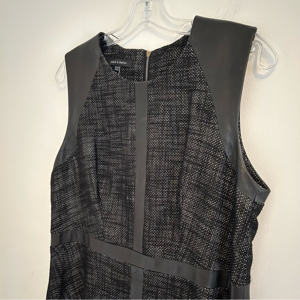Judith & Charles Linen Blend Sleeveless Midi Dress with Leather Size 10 - Picture 4 of 17